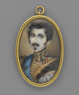 Oscar I Bernadotte 1799–1859, king of Sweden and Norway; anonymous creator; male portrait miniature