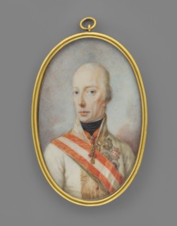 Francis II Habsburg 1768–1835, Emperor of Austria; unknown artist; male portrait miniature, ca.