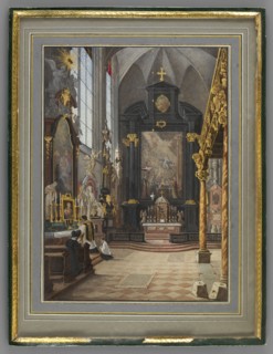 Interior of St. Stephen's Cathedral in Vienna?, Willibald Richter 1805–1880, painter; miniature;