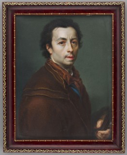 Copy from a self-portrait of Anton Rafael Mengs 1728–1779. Three-quarter half-length facing right: