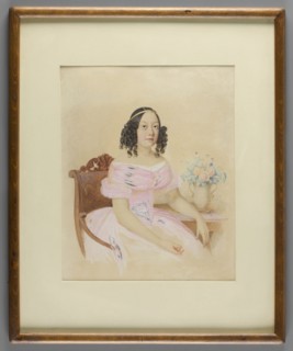 Portrait of a Young Woman in a Light Pink Crinoline, attributed to Stanislaw Marszalkiewicz