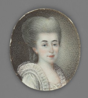 Portrait of a Lady in a White Dress and a High Powdered Wig, unknown painter; woman wearing a