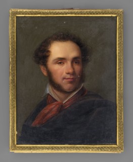 Bust of a man, possibly the artist Aleksander Orlowski 1777–1832. Painted by Jan Nepomucen Bizanski