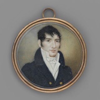 Portrait of an Unknown Man in a Navy Blue Tailcoat, Michael Johann Weixlbaum 1790–1824, portrait en