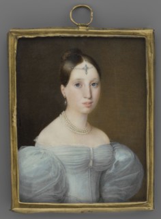 Portrait of Mrs. Dawidow with a la ferroniere decoration, unknown artist, jewelry, three-quarter