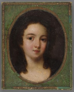 Portrait of Stefania Ginowska, en face portrait of a woman, Polish miniature, unknown artist.