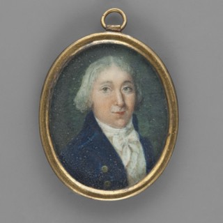 Portrait of a man in a navy blue tailcoat priest Tenishev?, unknown artist, three-quarter bust,