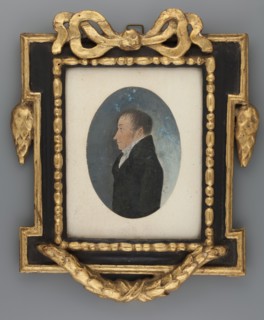 Portrait of a man in profile, pendant to Min.744, unknown creator amateur painter, male portrait in