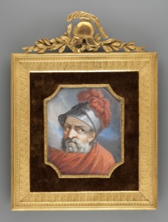 Head of a Roman soldier in a helmet with feathers of Mars?, fragment of a painting, KF fl. 1850