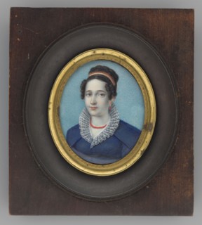 Portrait of a woman in a blue dress with a ruff, unknown artist, three-quarter portrait, costume,