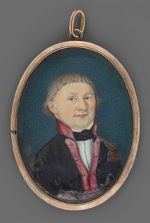 a Portrait of a young nobleman in the uniform of a lieutenant of the National Guard. Bust, slightly