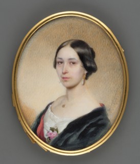 Portrait of a Woman, Decker, Gabriel 1821–1855 painter, shoulder-length portrait of a woman right,