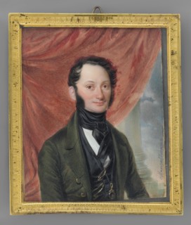 Portrait of a Young Man in a Dark Frock Coat Against a Red Curtain, Marszalkiewicz, Stanislaw