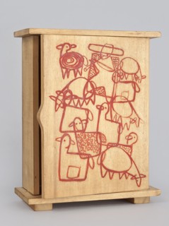 Single-door wardrobe with painted decoration covering the outer surface of the door — composition