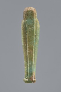 Ankhren's shabti, Ankh-ren name. Mummy-shaped figurine, funerary shabti, standing on a base and