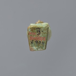 Ankhren's shabti, Name: Ankh-ren. Mummy-shaped figurine shabti, standing on a base and supported at