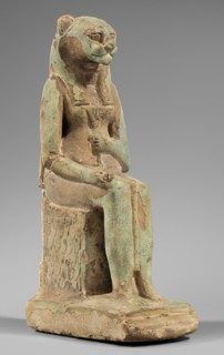 Figurine of the goddess Uadjit with the head of a lioness; Uadjit mythology; Egyptian deities;
