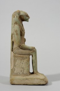 Figurine of the goddess Uadjit with the head of a lioness; maker, Uadjit mythology; lotuses;