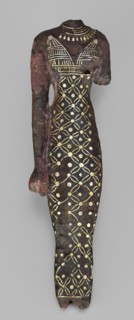 Figurine of a goddess, Figurine of a standing woman in a narrow dress with straps. The dress is