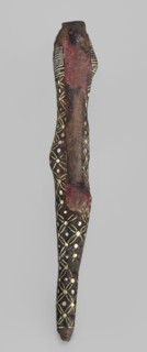 Figurine of a goddess possibly Neith. Standing woman in a narrow dress with straps; dress decorated