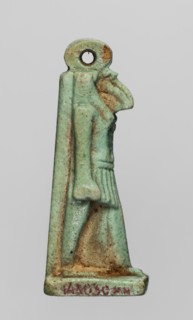 Amulet — god Thoth;, Thoth mythology, Egyptian deities, Egyptian religion; object made of green