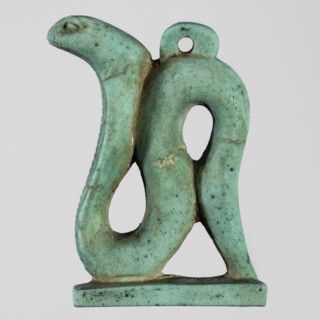 Amulet - Uraeus;, Uraeus, snakes, pendant; 664–525 BC; Late Period, 26th Dynasty, Egypt; amulet;