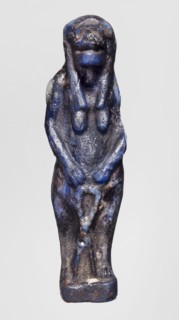 Amulet - goddess Toeris, Toeris myth., Egyptian deities, goddess, dark blue glass, 332–30 BC;