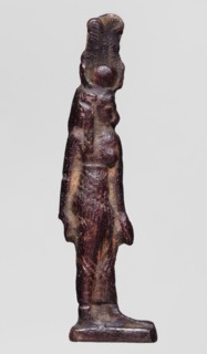 Amulet — goddess Hathor; maker, Hathor mythology, Egyptian deities, goddess; red glass; Ptolemaic