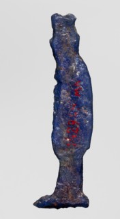 Amulet — goddess Hathor; creator, Hathor myth., Egyptian deity, goddess; dark blue glass with a