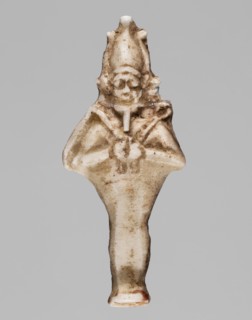 Amulet — standing god Osiris; light yellow glass; Ptolemaic Period, 332–30 BC, Egypt; amulet;