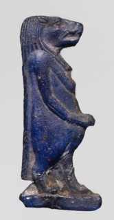 Amulet - goddess Toeris; Dark blue glass with a violet tint; Ptolemaic Period, 332–30 BC, Egypt;