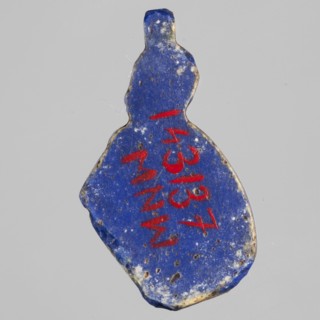 Amulet - god Horus-child;, Figure with tucked legs and a finger to the mouth; Horus myth., Egyptian