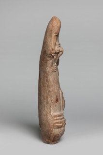 Lamp with a depiction of Athena–Neith, Lamp decorated with a youth, standing on its container,