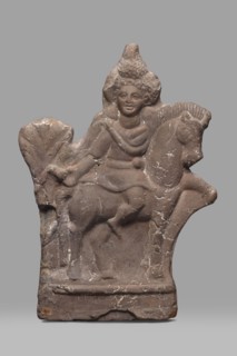 Figurine of Harpocrates-Heron on horseback, figurine of a deity sitting on a horse with a wreath