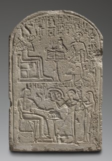 Votive stela of the priest Peraaerneheh. The stele decoration is arranged in two registers. The