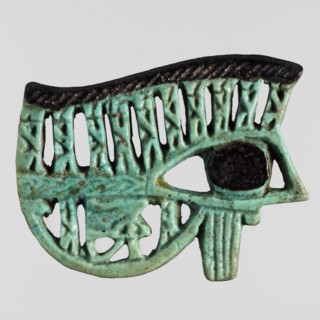 Amulet - udjat eye, udjat eyes, grave goods; Egyptian religion; depiction of 12 baboons with a
