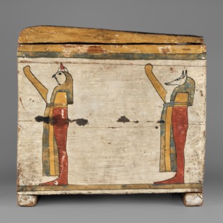 Canopic box, Goluchów Greater Poland Voivodeship; Sons of Horus, falcons, jackals, Isis, Nephthys;