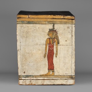 Canopic box, Sons of Horus mythology, falcons, jackals, Isis mythology, Nephthys mythology, grave