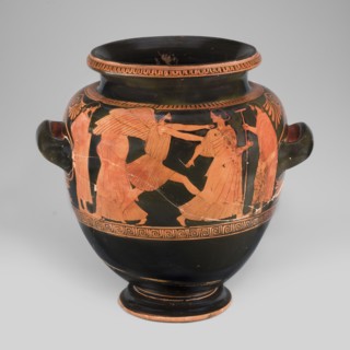 Stamnos with a depiction of Boreas and Oreithyia, unknown Attic workshop; Oinochoe Painter 480–460