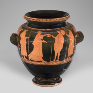 Stamnos with a depiction of Boreas and Oreithyia, unknown Attic workshop; Oinochoe Painter 480–460