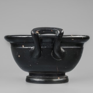 Black-finned skyphos, Greek ceramics, early 4th century BC, Attica, thick-walled cup skyphos with