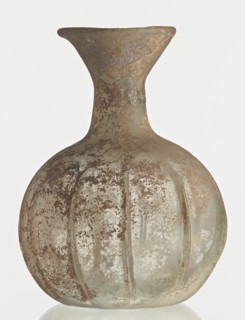 Flask; body in the shape of a flattened sphere, decorated with ribs;, Syria, 2nd–3rd century AD.