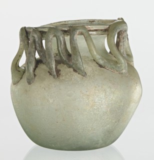 Bottle, unknown eastern workshop, 3rd century, vessel, height 7 cm, width 8.5 cm, A rounded glass