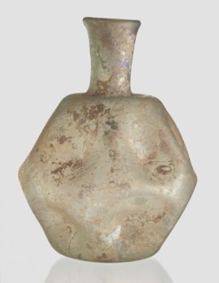 Flask, unknown eastern workshop, 3rd–4th century AD, vessel, height 11 cm, A roughly hexagonal,