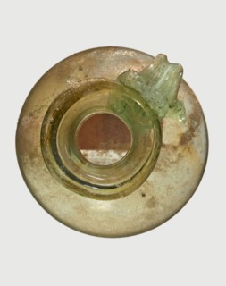 Jug, Egyptian workshop, spherical flattened body, cylindrical neck, flared spout and ribbon-shaped
