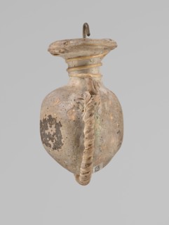 Ampoule, Egyptian workshop, 4th century BC, vessel, height 5.2 cm, width 4.2 cm, An aged, bulbous