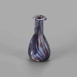 Unguentarium, unknown eastern workshop; glass vessel, Isings form 6/28. Translucent glass, mosaic: