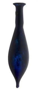 Vial, unknown eastern workshop, elongated belly with a pointed bottom, cylindrical neck and flared