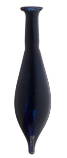 Vial, unknown eastern workshop, elongated belly with a pointed bottom, cylindrical neck and flared