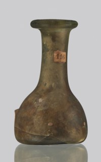 Vial, unknown eastern workshop, hemispherical body with a flat bottom, high cylindrical neck with